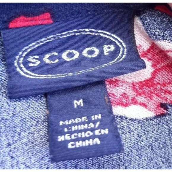 SCOOP NAVY & RED FLORAL SHIRT MIDI DRESS SZ.M EUC - Picture 6 of 8